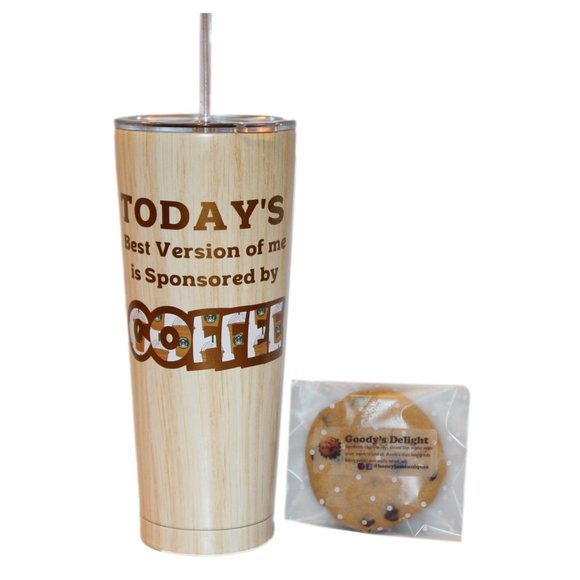 Tall Insulated Water Iced Coffee Tumbler with Straw and Lid - Unique Gift - Picture 1 of 9